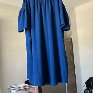 Elegant Blue Off-Shoulder Dress